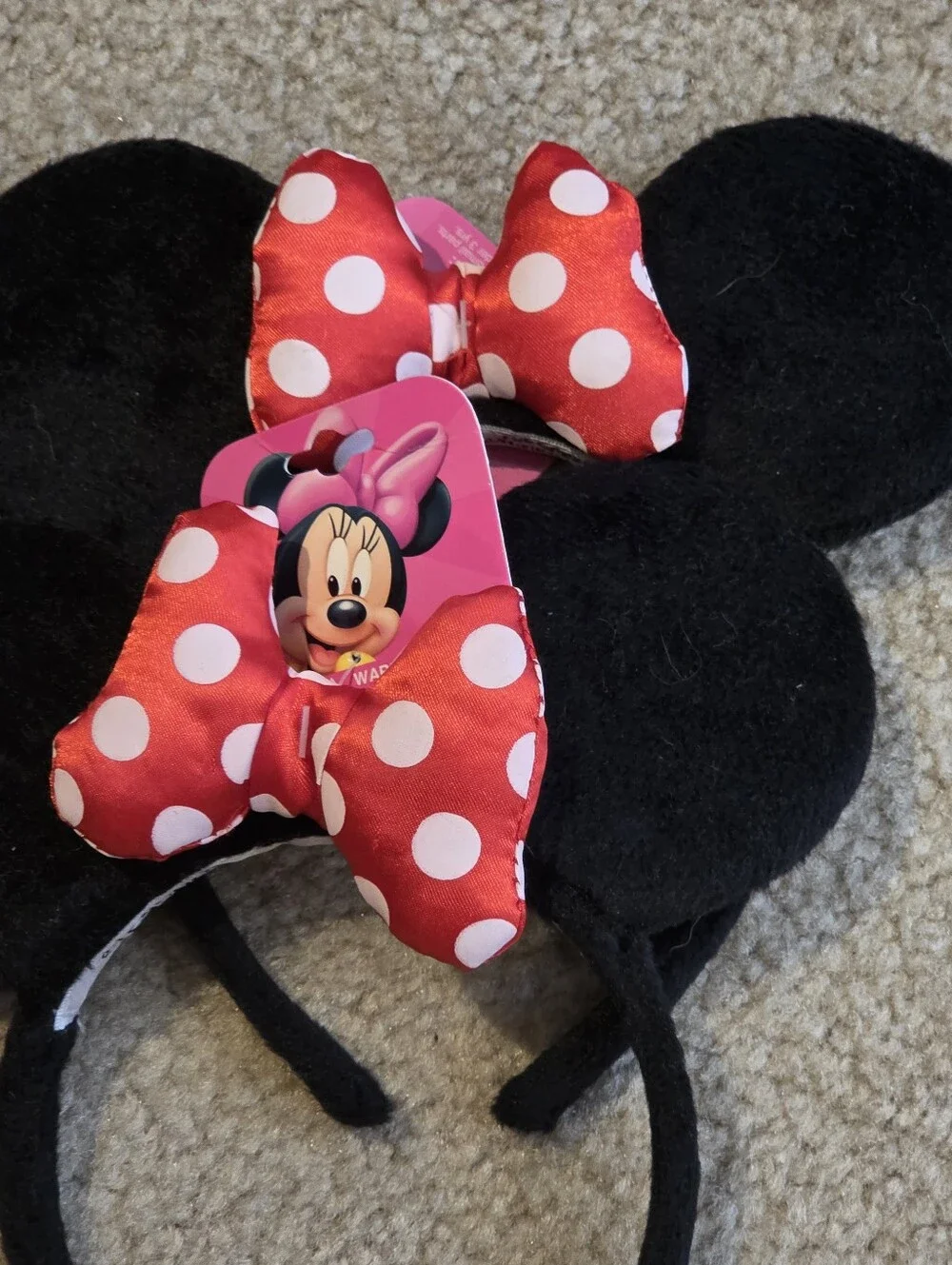 Disney Minnie Mouse Black Ear Headband with Red Polka Dot Bow